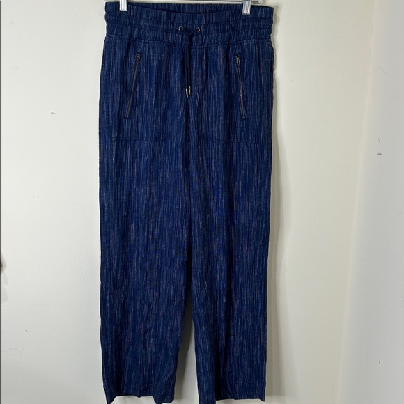 ATHLETA Blue Cabo Linen Wide Leg Textured Pants Size 4 Petite - Picture 4 of 16